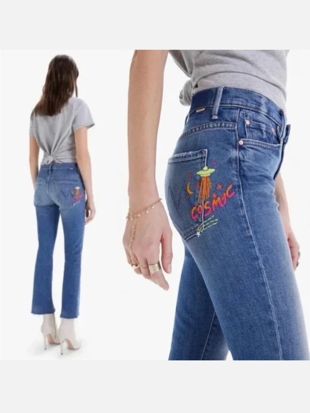 MOTHER Superior Insider Ankle Fray Beyond The Sky Blue Denim Cosmic Size 25